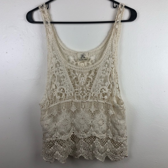 Double Zero Tops - Double Zero Boho Lace Tank Top